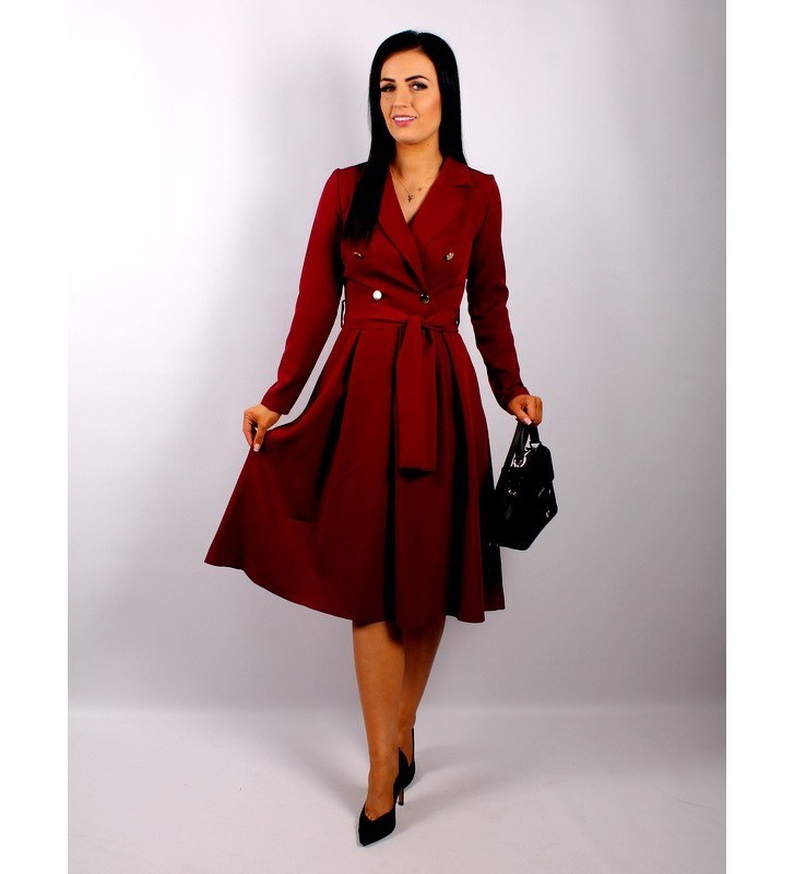 Sukienka z żabotem o kontrastowym wykończeniu