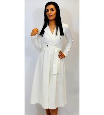 Sukienka z podwójną falbaną i czarnym paskiem